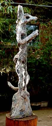  image of Dancing Wolf cement sculpture