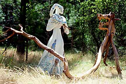 Druid and dragon in the sculpture 